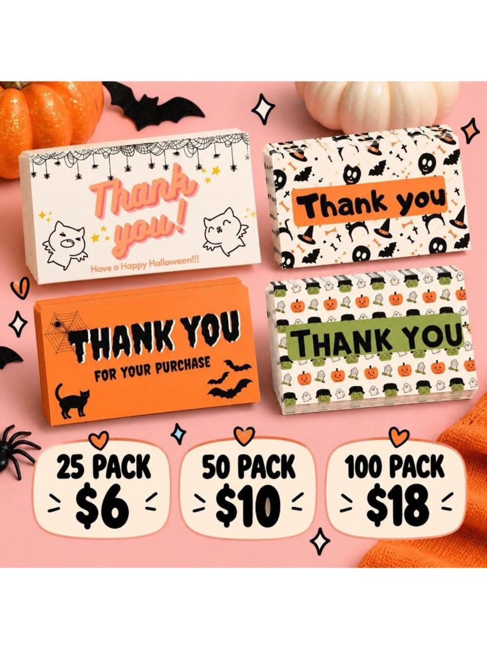50 Pack Mixed Halloween Thank
